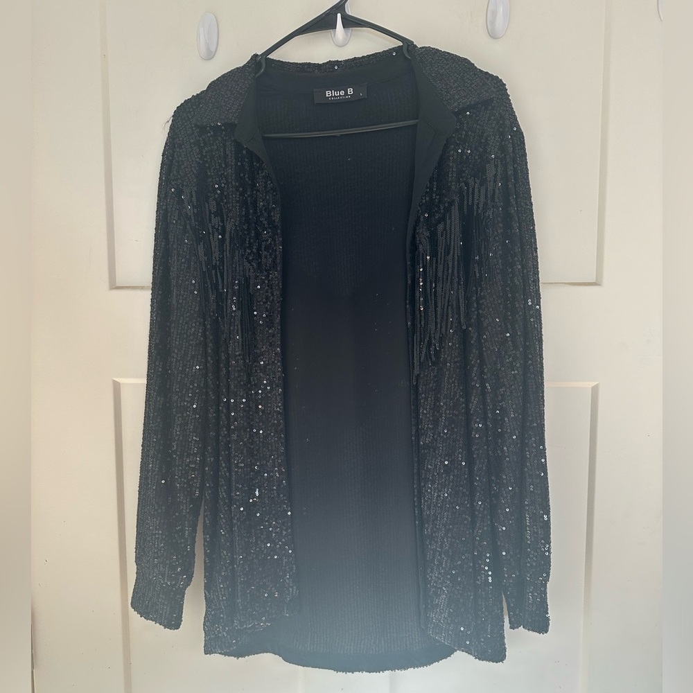 Blue B black sequined fringe jacket - Picture 3 of 6
